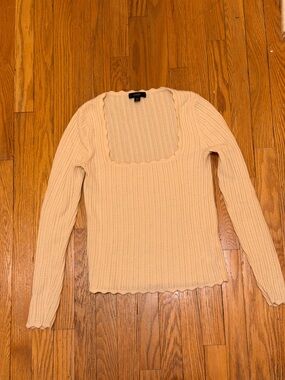 J. Crew women’s XS ivory pointelle 100% Merino wool square neck sweater